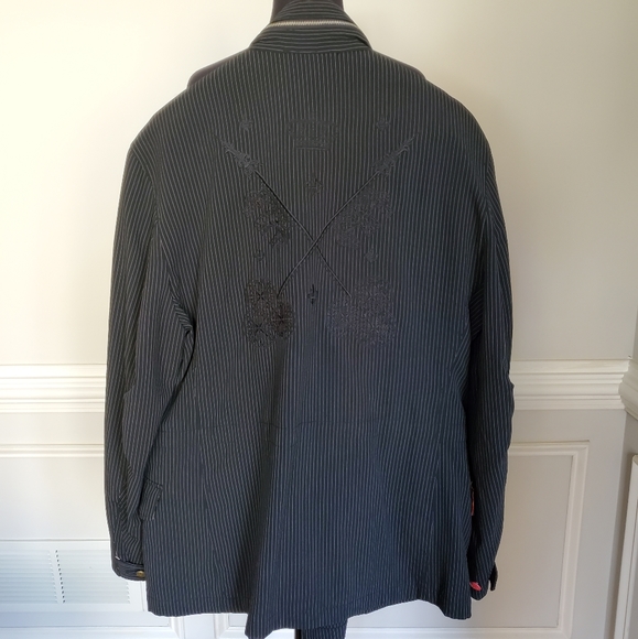 Subscript Mens Military Style Striped Jacket - Picture 11 of 11